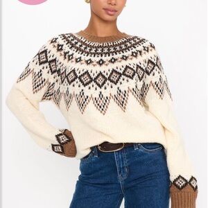 Show Me Your MuMu Nordic Knit Sweater - Cream and Brown
